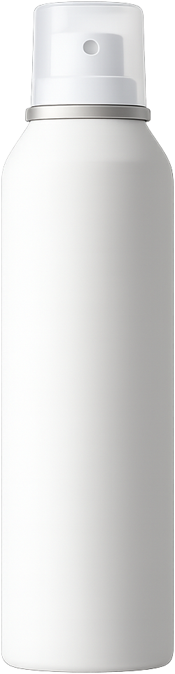Biała, niezadrukowana puszka aerozolu z plastikowym atomizerem